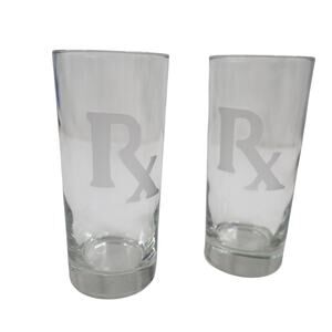 Vintage Rx Pharma Prescription Logo Glass Set